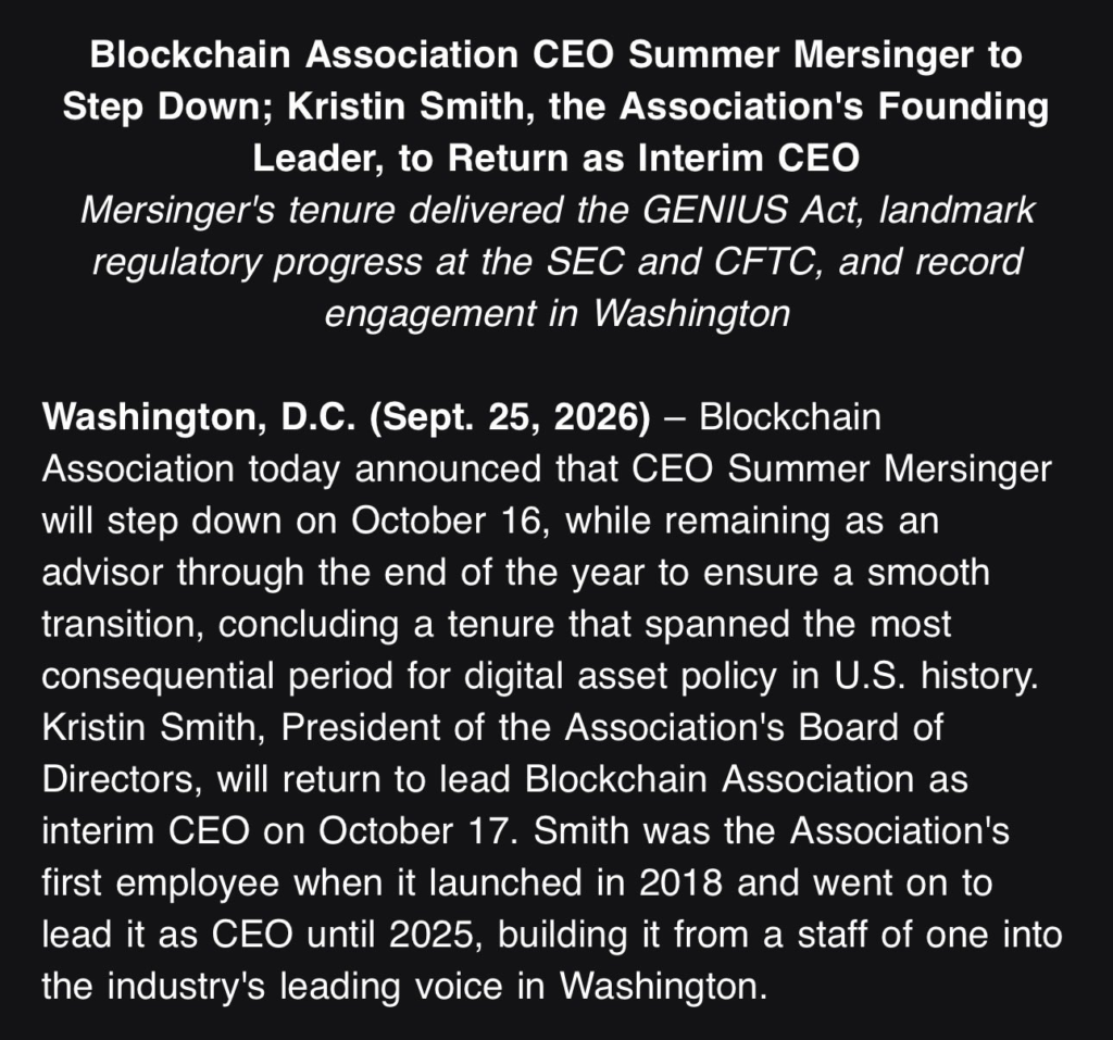 Blockchain Association Names Kristin Smith Interim CEO After Exit 1 image 40